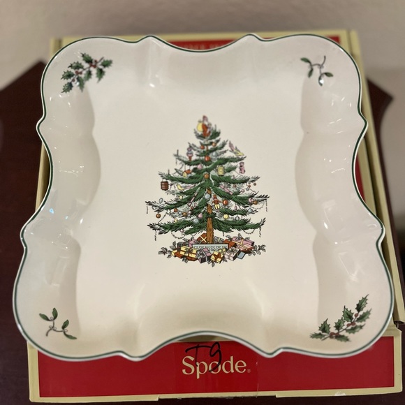712. NIB SPODE CHRISTMAS TREE DEVONIA TRAY - Picture 1 of 7